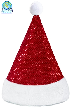 CAPPELLO BABBO NATALE LUSSO PAILLETTES ROSSO
